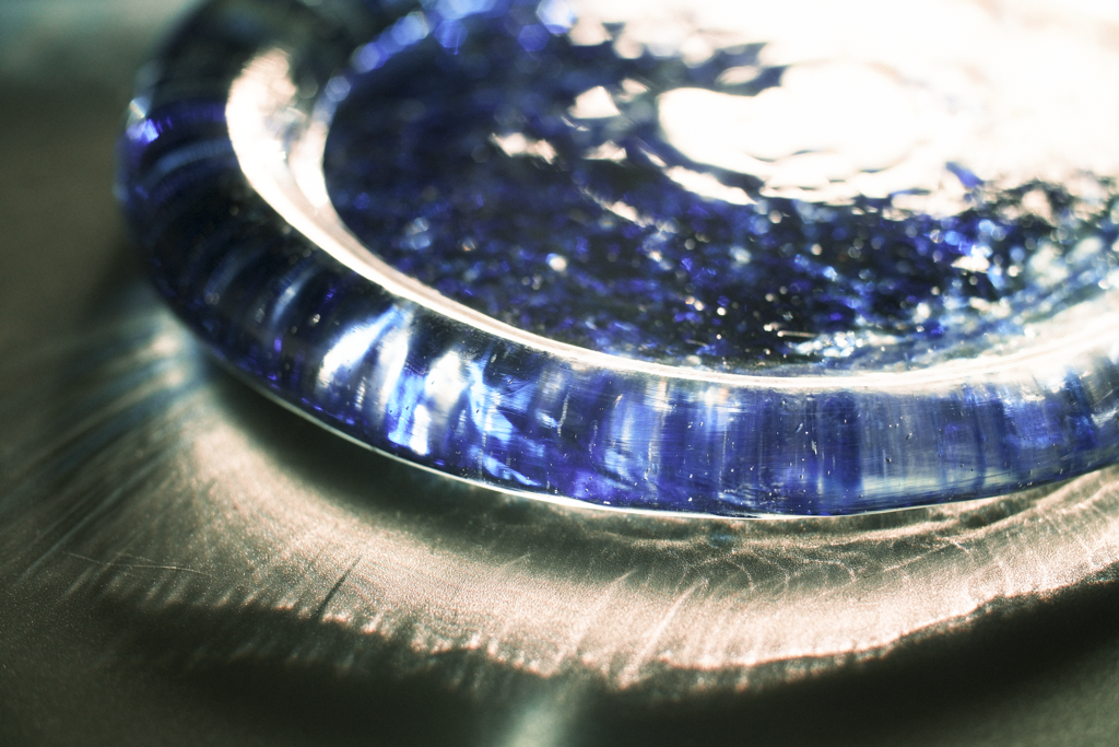 Glass Plates in Bottle Blue