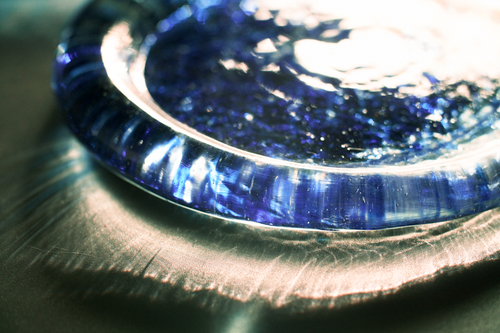 Glass Plates in Bottle Blue