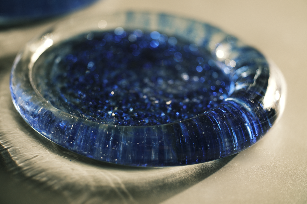 Glass Plates in Bottle Blue